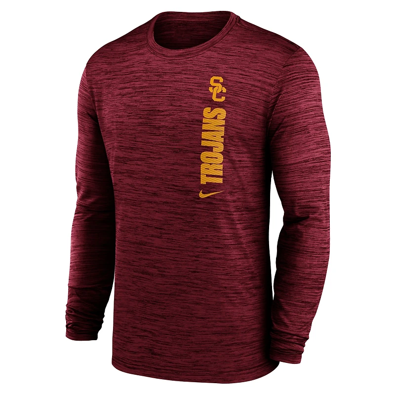 Men's Nike Cardinal USC Trojans 2024 Sideline Velocity Dri-FIT Long Sleeve T-Shirt