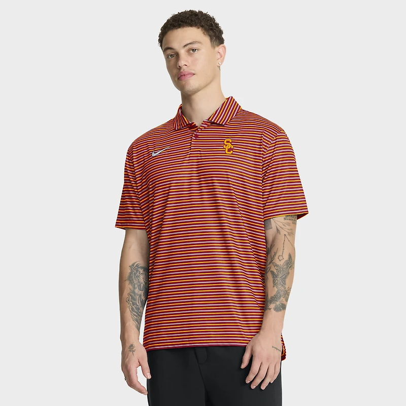 Men's Nike Cardinal USC Trojans 2025 Coaches Premium Tour Stripe Dri-FIT Polo
