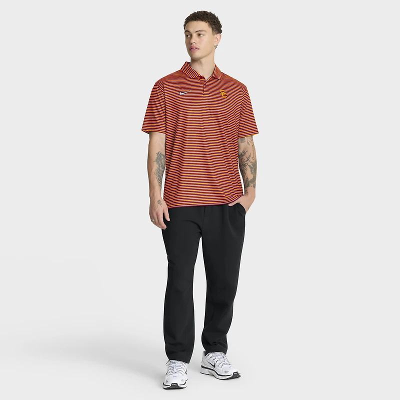 Men's Nike Cardinal USC Trojans 2025 Coaches Premium Tour Stripe Dri-FIT Polo