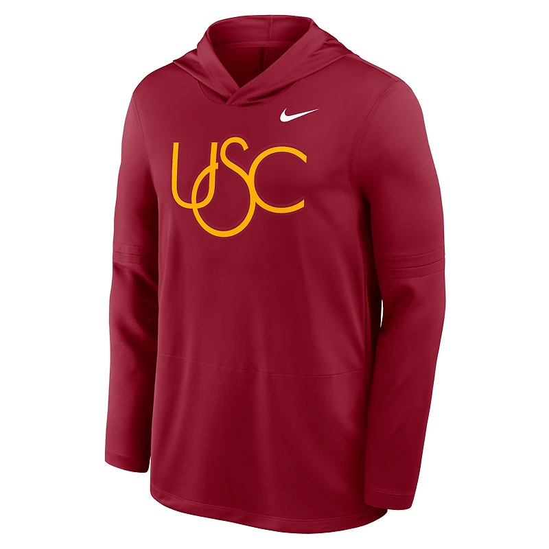 Men's Nike Cardinal USC Trojans 2025 Sideline Dri-FIT Long Sleeve Hoodie T-Shirt