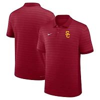 Polo Nike Cardinal USC Trojans 2026 pour homme, modèle Dri-FIT à rayures de victoire, collection début saison des entraîneurs.