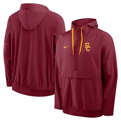 Men's Nike Cardinal USC Trojans 2026 Sideline Anorak Half-Zip Hooded Jacket