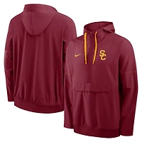 Men's Nike Cardinal USC Trojans 2026 Sideline Anorak Half-Zip Hooded Jacket
