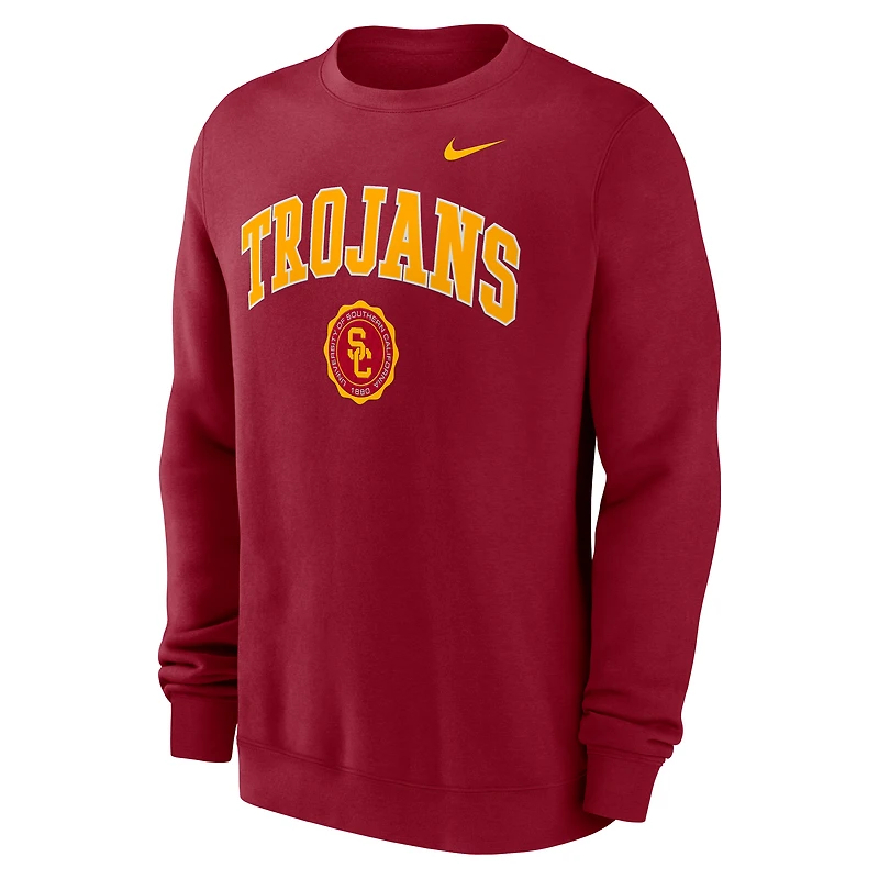 Men's Nike Cardinal USC Trojans Arched Seal Pullover Sweatshirt