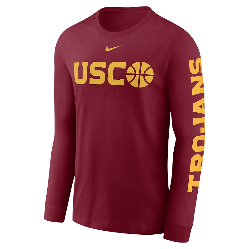 Men's Nike  Cardinal USC Trojans Basketball Icon Two-Hit Long Sleeve T-Shirt