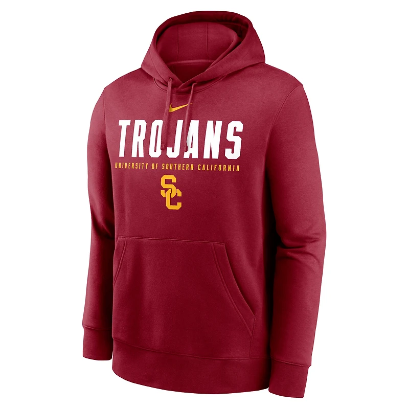 Men's Nike  Cardinal USC Trojans Primetime Dynamic Mascot Club Fleece Pullover Hoodie