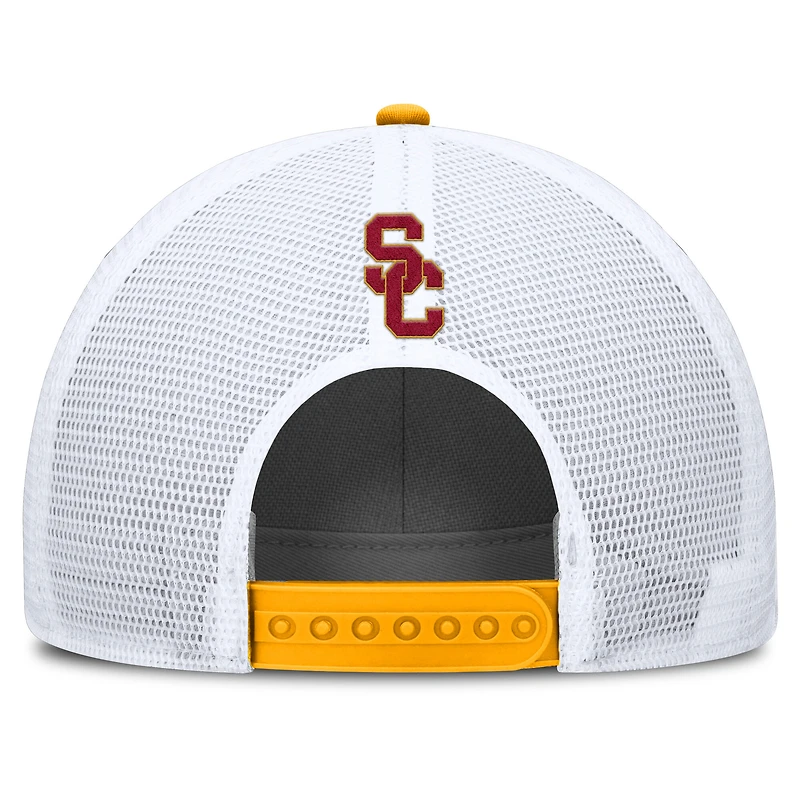 Men's Nike Gold/White USC Trojans 2025 On-Field Rise Patch Trucker Adjustable Hat