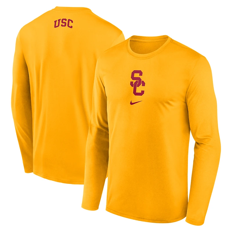T-shirt Nike Gold USC Trojans On-Court Basketball Shootaround Dri-FIT à manches longues pour homme