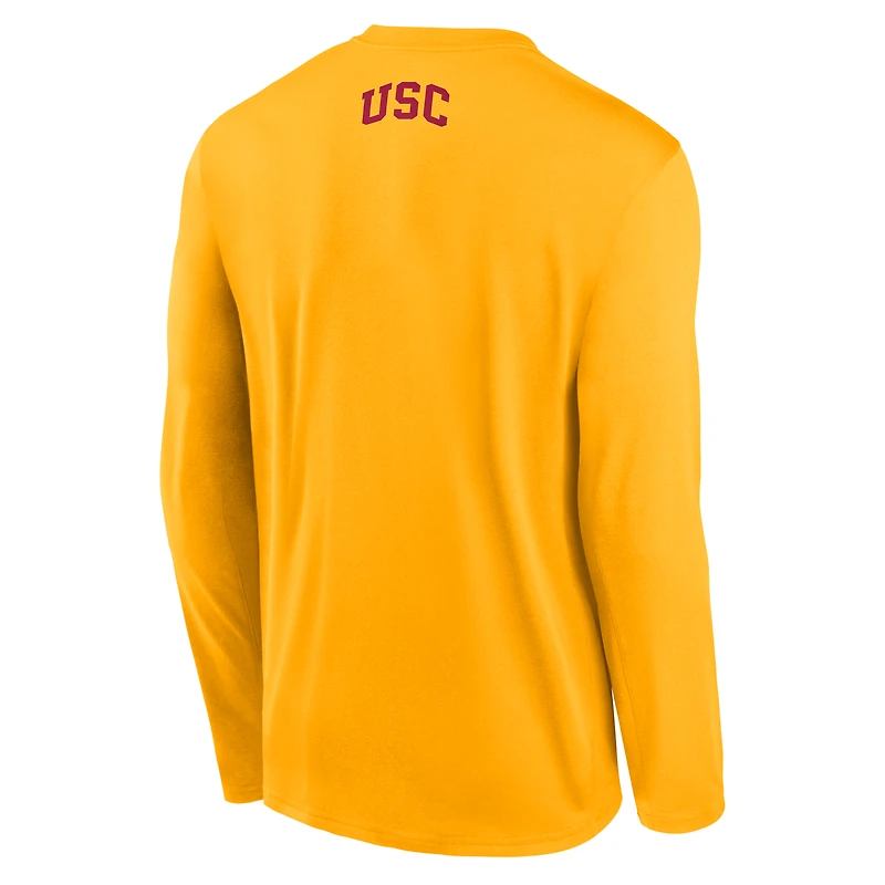 Men's Nike Gold USC Trojans On-Court Basketball Shootaround Dri-FIT Long Sleeve T-Shirt