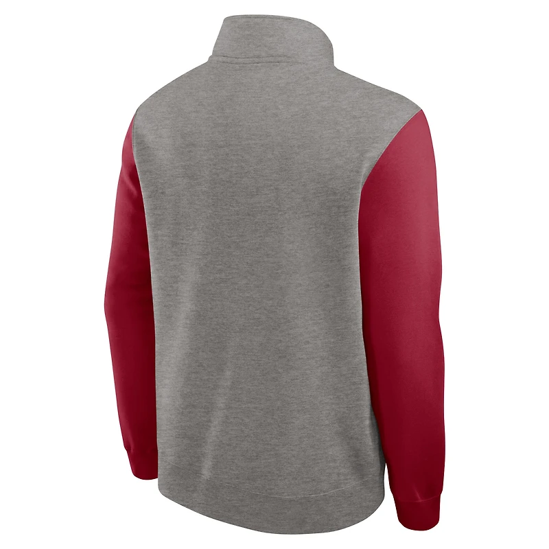 Pull en molleton demi-zippé Nike USC Trojans Club gris chiné/cardinal pour homme