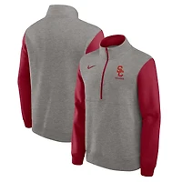 Men's Nike Heather Gray/Cardinal USC Trojans Club Fleece Half-Zip Pullover