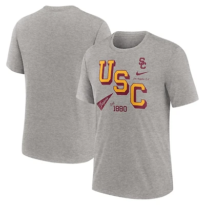 Men's Nike Heather Gray USC Trojans Blitz Roll Call Tri-Blend T-Shirt