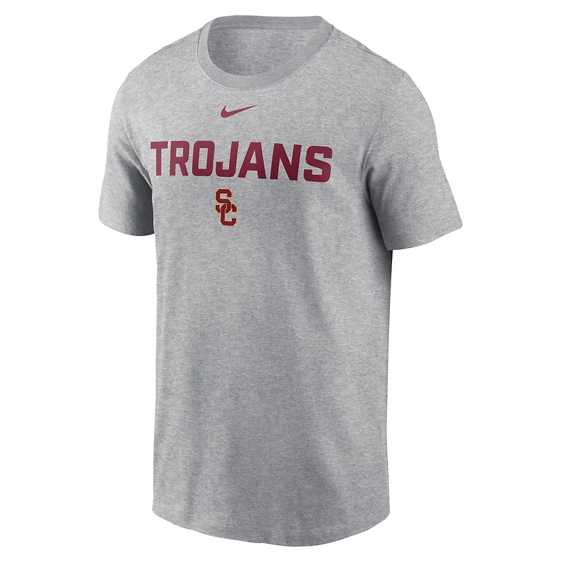 Men's Nike Heather Gray USC Trojans Campus 2-Hit T-Shirt