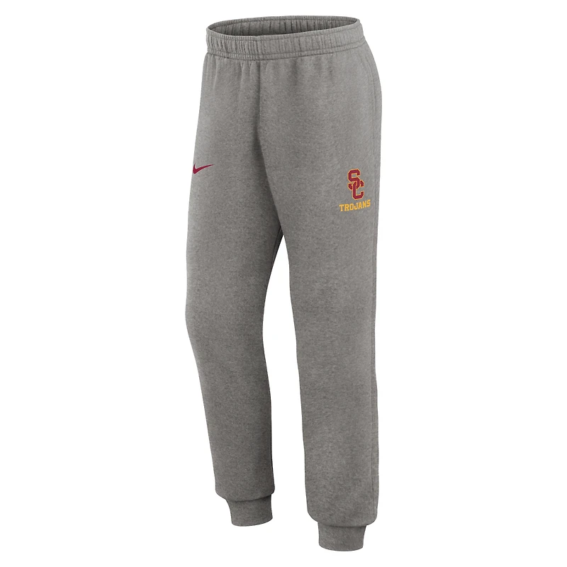 Men's Nike Heather Gray USC Trojans Primetime Club Fleece Jogger Pants