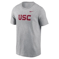 Men's Nike Heather Gray USC Trojans Primetime Wordmark T-Shirt