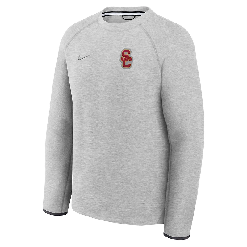Men's Nike Heather Gray USC Trojans Tech Fleece Raglan Sweatshirt