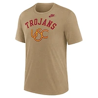 T-shirt Nike pour homme, marron clair chiné, USC Trojans Legacy Arch Tri-Blend