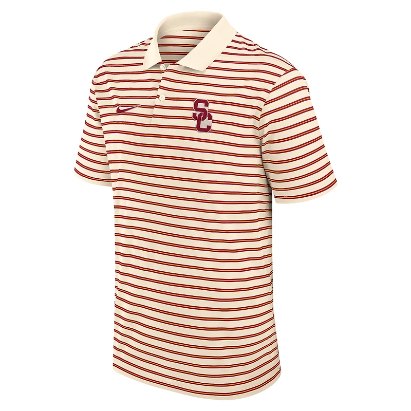 Men's Nike Tan USC Trojans Primary Logo Striped Dri-FIT Polo