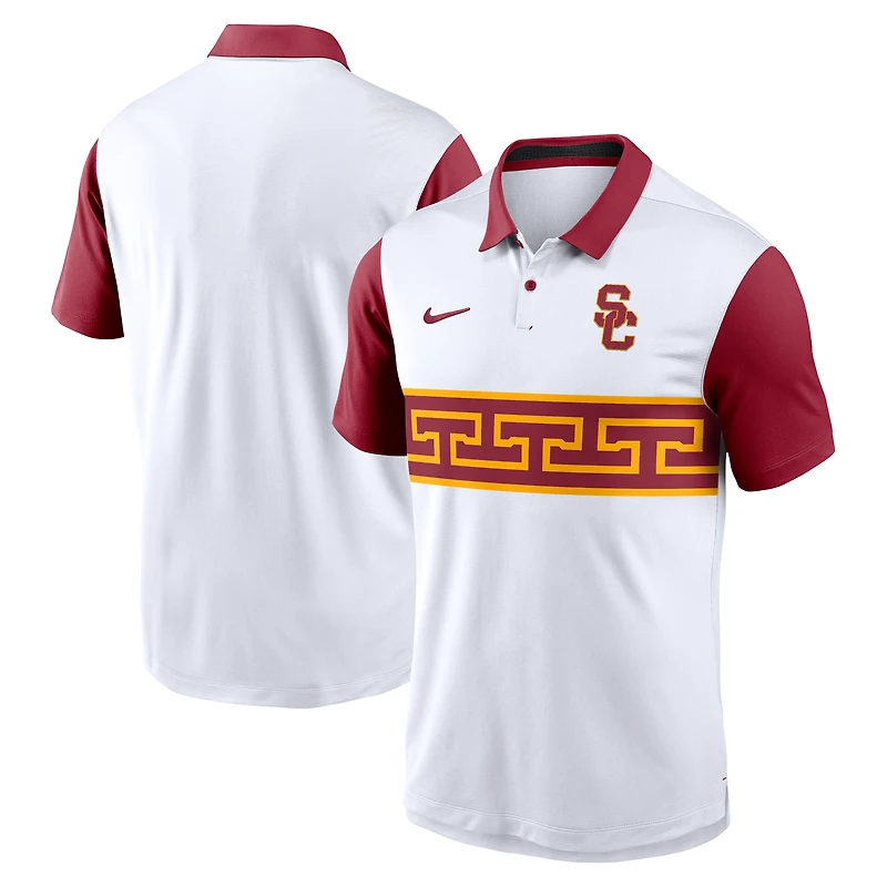Men's Nike White/Cardinal USC Trojans Primetime Campus Pattern Vapor Dri-FIT Polo