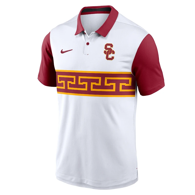 Men's Nike White/Cardinal USC Trojans Primetime Campus Pattern Vapor Dri-FIT Polo