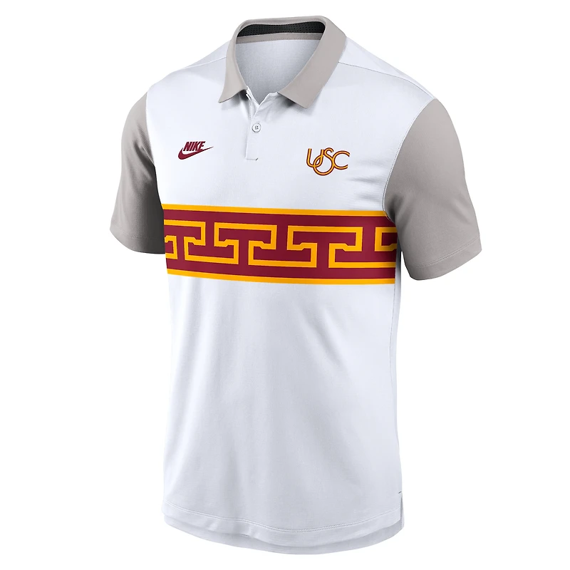 Men's Nike White/Gray USC Trojans Athletic Prep Legacy Logo Vapor Dri-FIT Polo