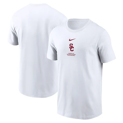 T-shirt Nike blanc USC Trojans 2024 pour homme, vêtement de performance basketball sur le terrain