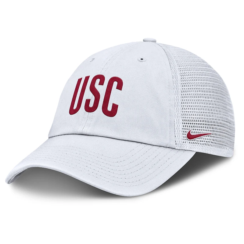 Casquette ajustable Nike blanche USC Trojans Club Campus Trucker pour homme