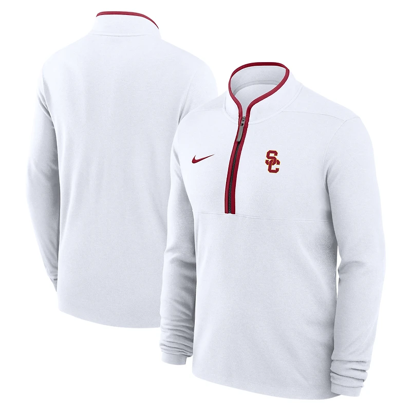 Men's Nike White USC Trojans Courtside Victory Dri-FIT Half-Zip Pullover