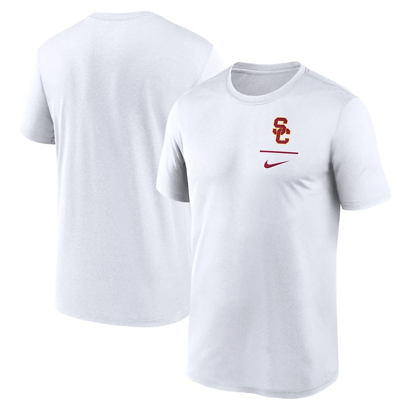 T-shirt Nike blanc USC Trojans pour homme avec logo principal et légende