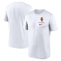 T-shirt Nike blanc USC Trojans pour homme avec logo principal et légende