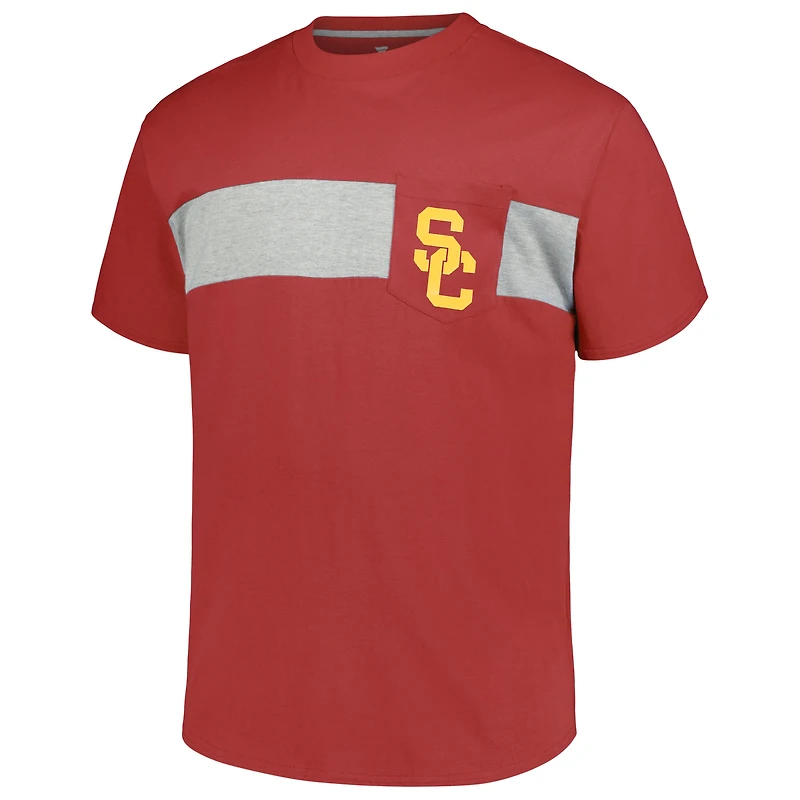 Men's Profile Cardinal USC Trojans Big & Tall Color Stripe T-Shirt
