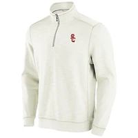 Haut à trois mélanges demi-zip Tommy Bahama crème USC Trojans Tobago Bay pour hommes
