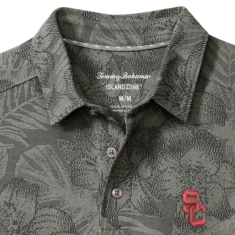 Polo Tommy Bahama gris USC Trojans Palm Fresco Hibiscus IslandZone® pour homme