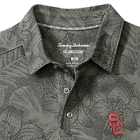 Polo Tommy Bahama gris USC Trojans Palm Fresco Hibiscus IslandZone® pour homme