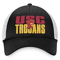 Men's Top of the World Black/White USC Trojans Stockpile Trucker Snapback Hat