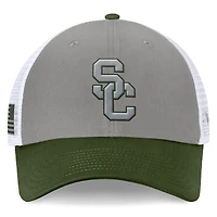 Casquette réglable pour hommes, Top of the World, gris/vert, USC Trojans OHT, badge d'appréciation militaire, camionneur