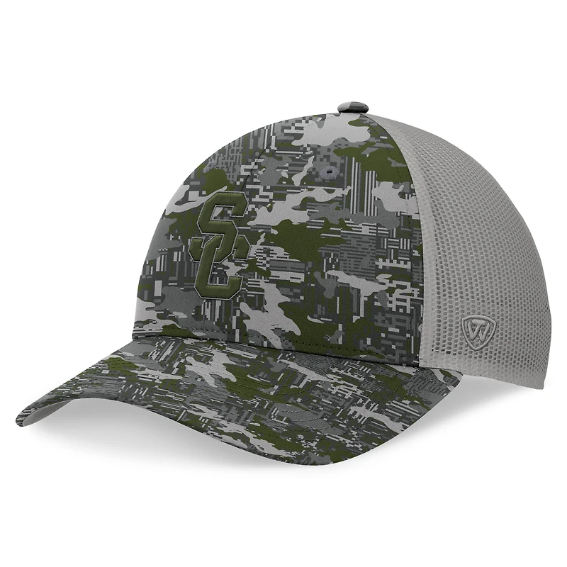 Casquette ajustable camouflage Top of the World pour hommes, gris USC Trojans OHT Military Appreciation Pledge Trucker