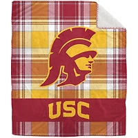 Couverture en peluche Sherpa en flanelle à carreaux Pegasus USC Trojans 50" x 60"