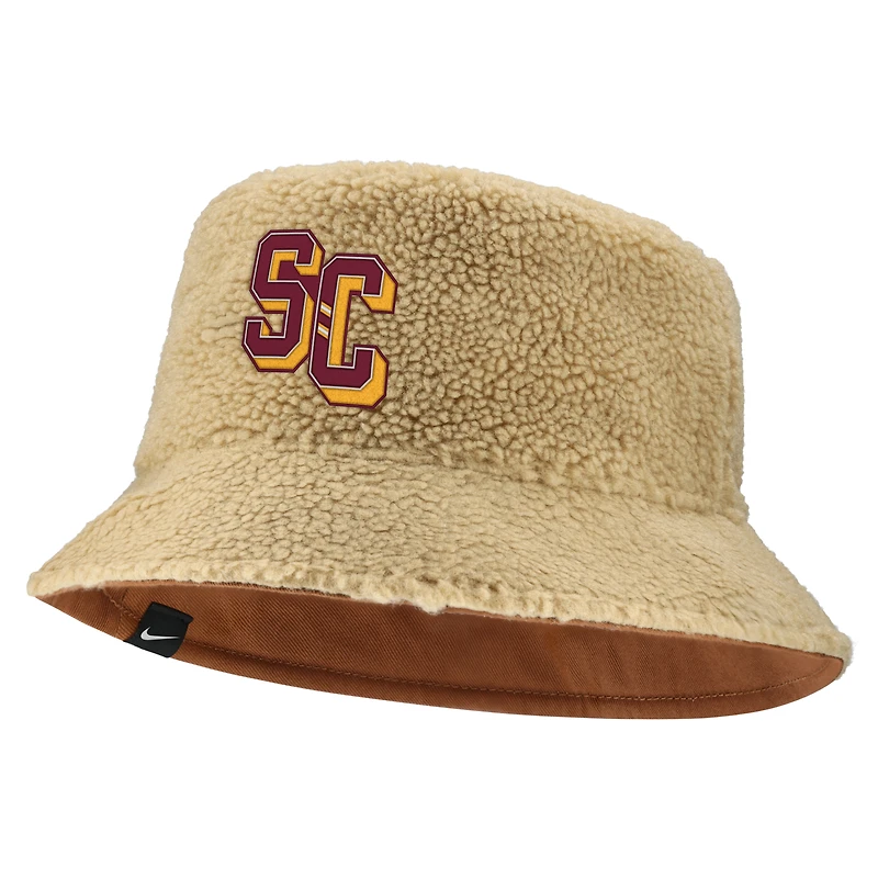 Bob réversible unisexe Nike beige/marron USC Trojans Campus Prep Script