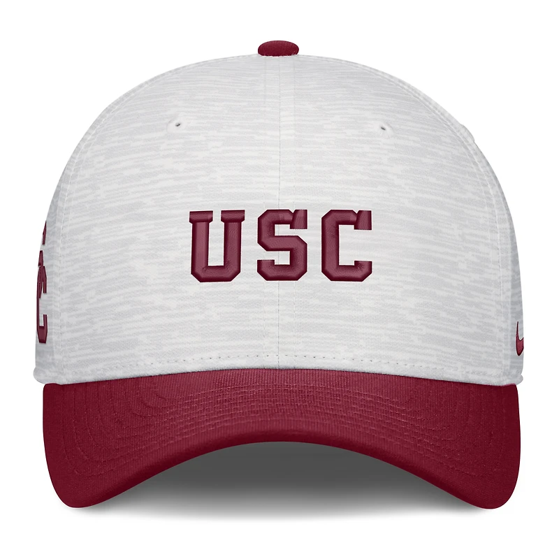 Casquette unisexe Nike blanche/cardinale USC Trojans Primetime Rise ajustable