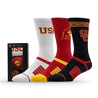 Lot de trois paires de chaussettes unisexes en tricot de qualité supérieure Strideline USC Trojans