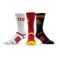 Lot de trois paires de chaussettes unisexes en tricot de qualité supérieure Strideline USC Trojans