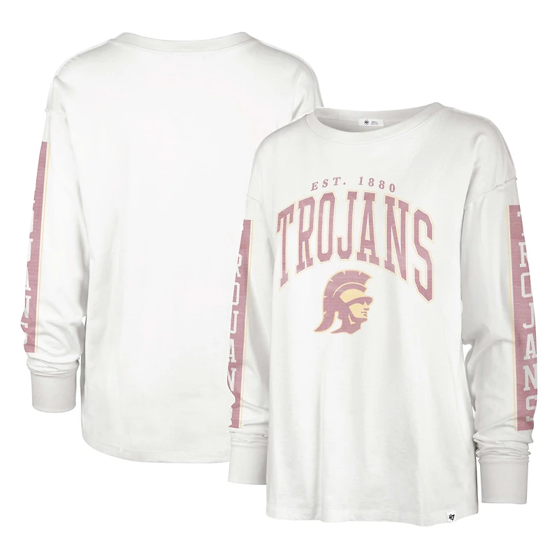 Women's '47 Cream USC Trojans Statement SOA 3-Hit Long Sleeve T-Shirt