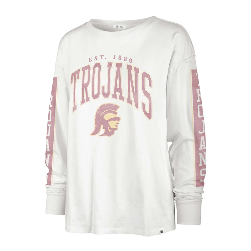 Women's '47 Cream USC Trojans Statement SOA 3-Hit Long Sleeve T-Shirt