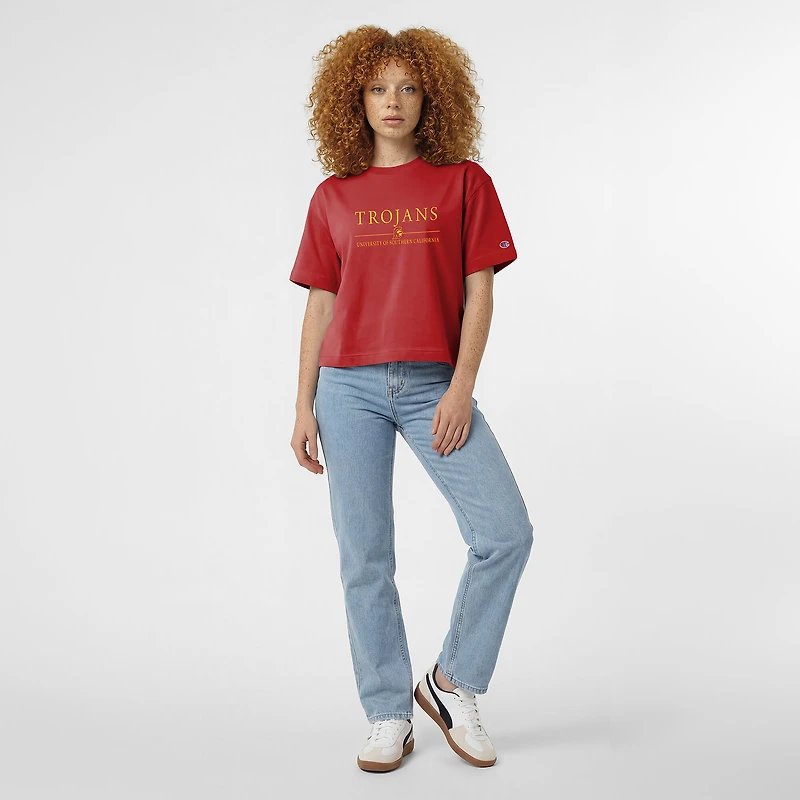 Women's Champion  Cardinal USC Trojans Waist Length Wordmark T-Shirt