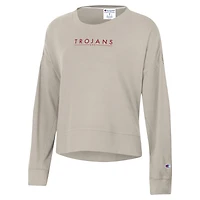 Women's Champion Tan USC Trojans Sueded Pullover Sweatshirt