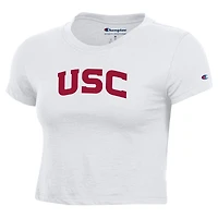 T-shirt court pour bébé Champion USC Trojans Core Script blanc femmes