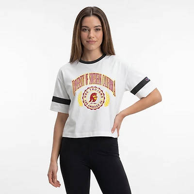 T-shirt oversize rétro blanc Champion USC Trojans pour femmes