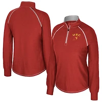 Women's Colosseum Cardinal USC Trojans Bikram Raglan Quarter-Zip Top