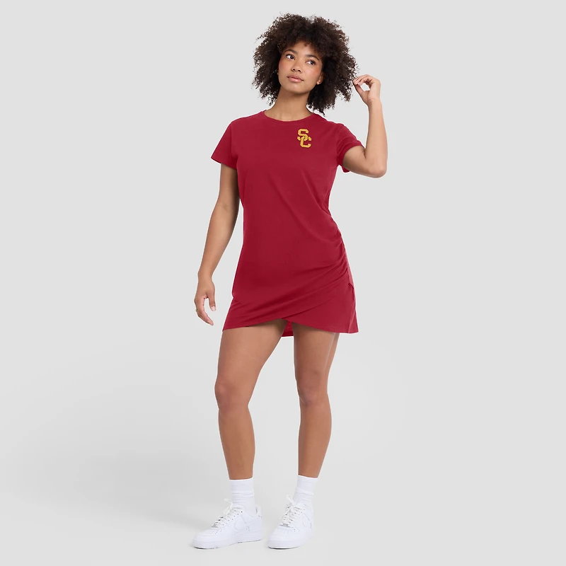 Women's Fanatics Cardinal USC Trojans Ruched Drape T-Shirt Dress